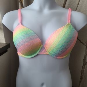 EUC VS Pink pastel rainbow bra